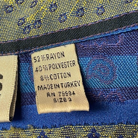 Vintage Chico's Womens ARTSY Woven Jacket Sz 2 L Blue Purple WESTERN Vibes - Picture 11 of 14